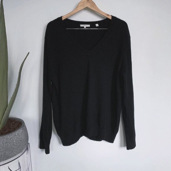 Vince Cashmere Weekend V-Neck Sweater XL Black - Picture 6 of 8